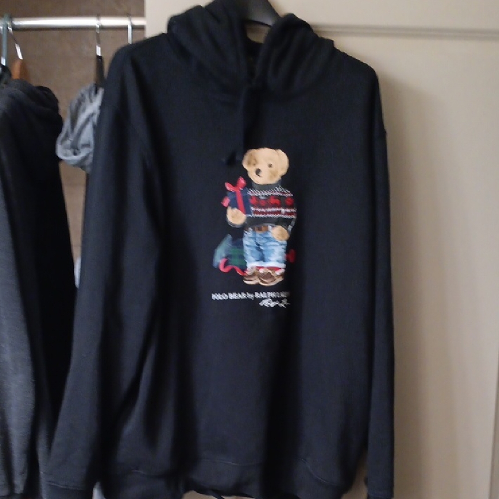 Ralph Lauren Big&Tall Holiday Polo Bear Black Hoodie